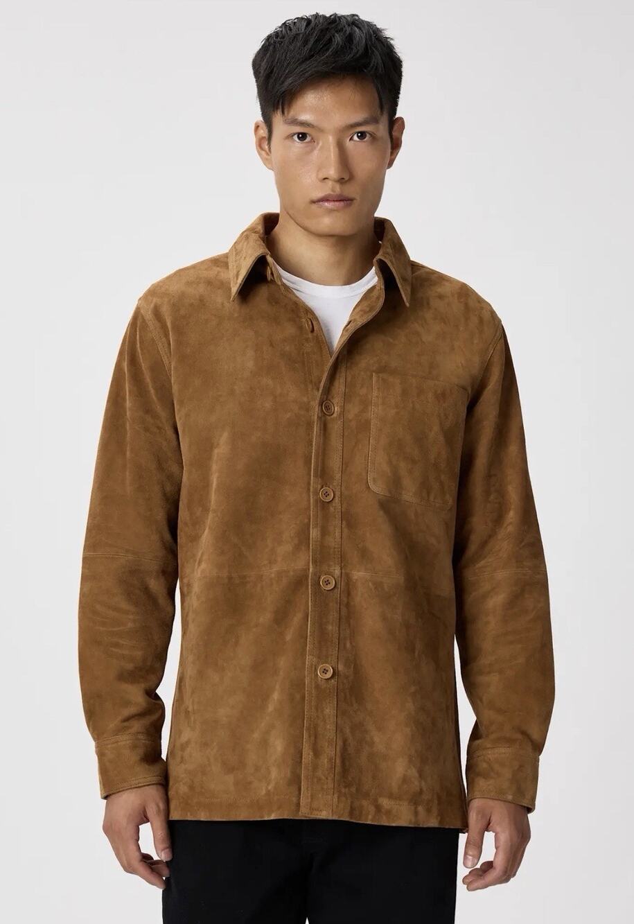 NWT Quince 100% Goat Suede Overshirt Jacket •Men XXL•Leather Cognac Shirt $225